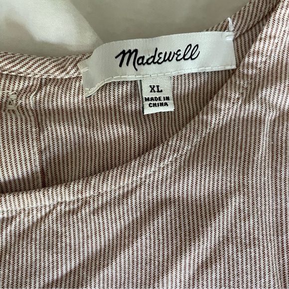 Madewell Button Back Tie Tee in Stripe Red Warm Nutmeg sz XL - Picture 11 of 14